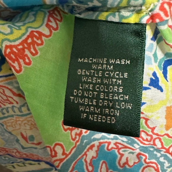 LAUREN RALPH LAUREN Women's XL Paisley Pleated V Neck Long Sleeve Tunic Blouse - Picture 9 of 9